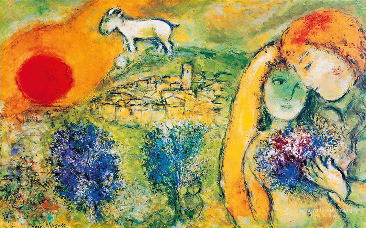 Liebhaber unter der Sonne Zeitgenosse Marc Chagall Ölgemälde